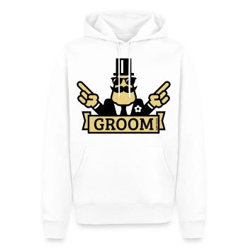 Pointing Groom (Stag Night / Bachelor Party / 2C) - Men’s Premium Organic Hoodie - white - Front - Nico (187cm)