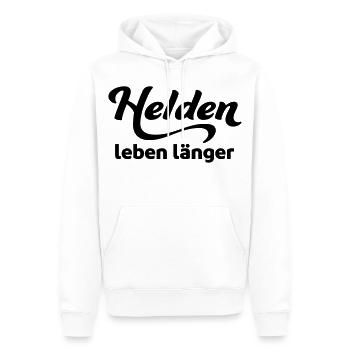 helden - Männer Premium Bio Hoodie - Weiß - Vorne - Nico (187cm)