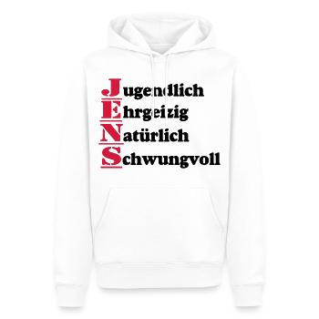 Jens , Vorname,Namensschild,Name,Fun Shirt (25) - Männer Premium Bio Hoodie - Weiß - Vorne - Nico (187cm)