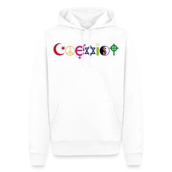 Coexist Symbol Shirt – Frieden Vielfalt Toleranz - Männer Premium Bio Hoodie - Weiß - Vorne - Nico (187cm)