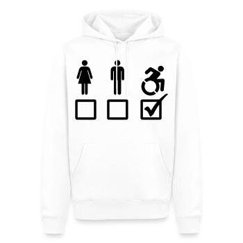 L’utilisateur d’un fauteuil roulant convient # - Sweat à capuche Premium bio Homme - blanc - Devant - Nico (187cm)