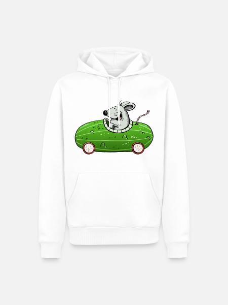 Maus fährt ne olle Gurke - Auto - Autos - Lustig - Männer Premium Bio Hoodie - Weiß