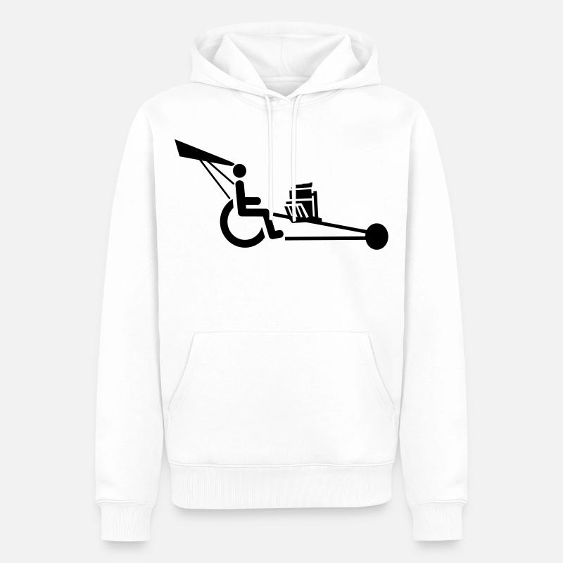 Bild eines Rollstuhls mit V8-Motor # - Männer Premium Bio Hoodie - Weiß
