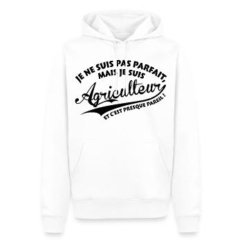 Parfait Agriculteur - Sweat à capuche Premium bio Homme - blanc - Devant - Nico (187cm)