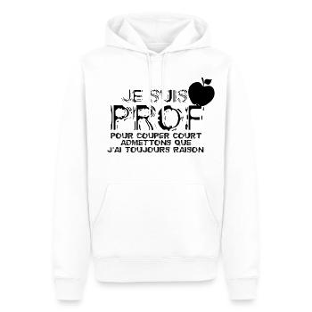 Je suis Prof - Sweat à capuche Premium bio Homme - blanc - Devant - Nico (187cm)