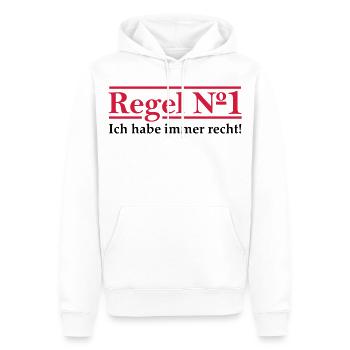 Règle n ° 1 j'ai toujours raison. - Sweat à capuche Premium bio Homme - blanc - Devant - Nico (187cm)