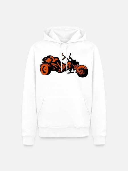 Chopper Inferno – Comic Style Trike - Männer Premium Bio Hoodie - Weiß