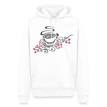 Tee, Teetasse, tea time, Kirschblüten - Männer Premium Bio Hoodie - Weiß - Vorne - Nico (187cm)