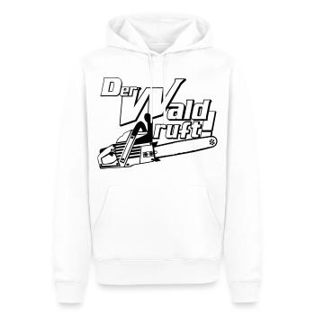 Motorsäge , Kaminholz , Old School ,Wald Holz (25) - Männer Premium Bio Hoodie - Weiß - Vorne - Nico (187cm)