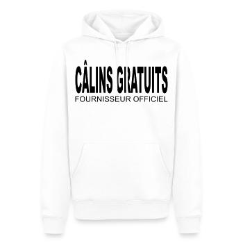 Câlins gratuits - Fournisseur Officiel - Sweat à capuche Premium bio Homme - blanc - Devant - Nico (187cm)