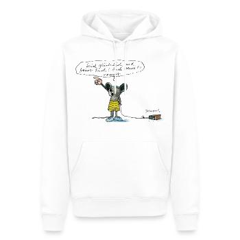 Janosch Be Happy And Rejoice - Men’s Premium Organic Hoodie - white - Front - Nico (187cm)
