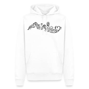 Notenblatt mit microphon, music, notes, clef - Männer Premium Bio Hoodie - Weiß - Vorne - Nico (187cm)