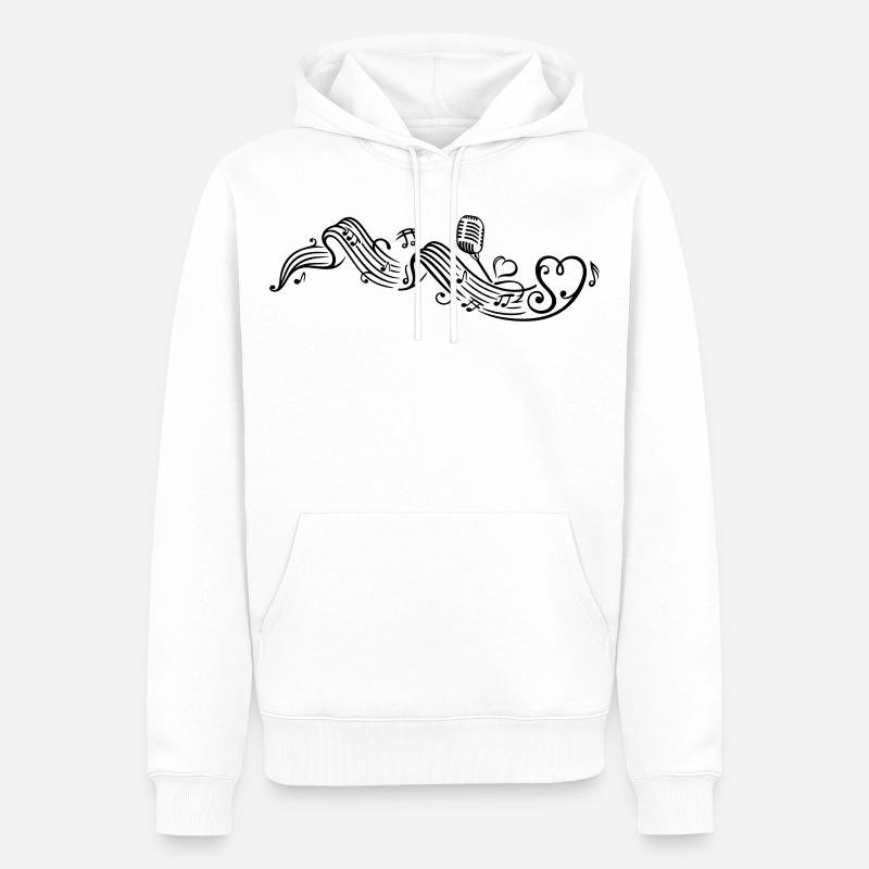 Notenblatt mit microphon, music, notes, clef - Männer Premium Bio Hoodie - Weiß