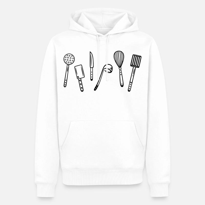 Les ustensiles de cuisine pour la cuisson. - Sweat à capuche Premium bio Homme - blanc