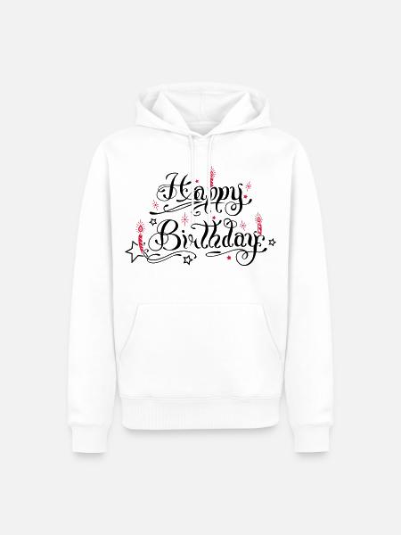 Happy birthday lettering with candles. - Men’s Premium Organic Hoodie - white