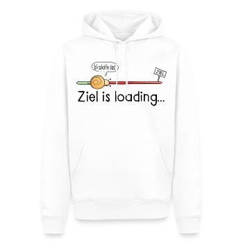 Ziel is loading - Schnecke - Cartoon - Geschenk - Männer Premium Bio Hoodie - Weiß - Vorne - Nico (187cm)
