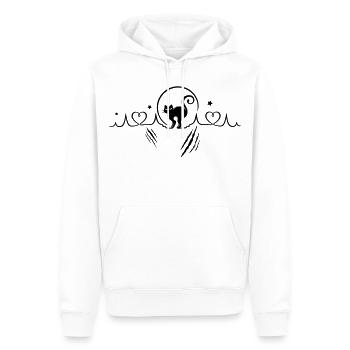 Battement de coeur avec chat, pleine lune - Sweat à capuche Premium bio Homme - blanc - Devant - Nico (187cm)
