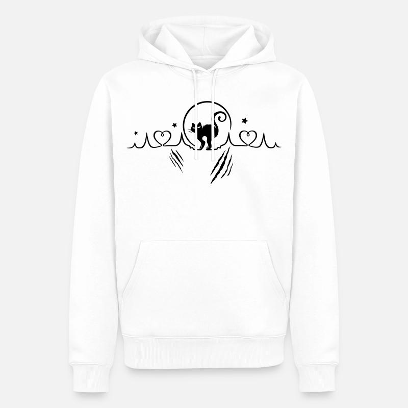 Katze Herzschlag Herzfrequenz Kratzer - Männer Premium Bio Hoodie - Weiß