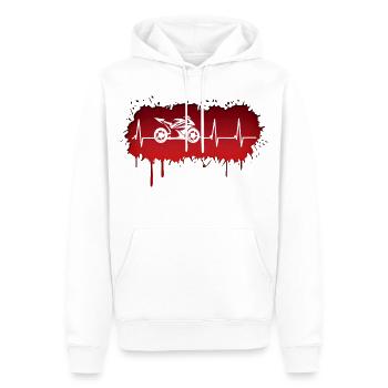 Impulsion de pilote de course de moto - Sweat à capuche Premium bio Homme - blanc - Devant - Nico (187cm)