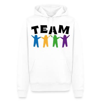 Team - Männer Premium Bio Hoodie - Weiß - Vorne - Nico (187cm)