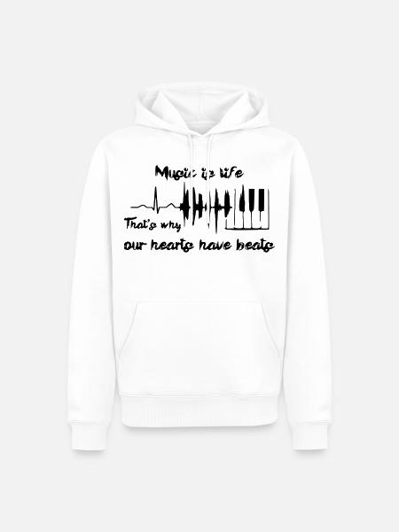 Musik ist Leben, Klavier, Pianist, Keyboard # - Männer Premium Bio Hoodie - Weiß