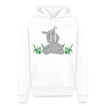 Nilpferd auf Wiese - Männer Premium Bio Hoodie - Weiß - Vorne - Nico (187cm)