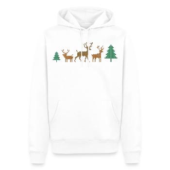 Drôle de Noël dans la forêt - Sweat à capuche Premium bio Homme - blanc - Devant - Nico (187cm)