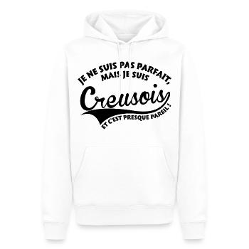 Parfait Creusois - Sweat à capuche Premium bio Homme - blanc - Devant - Nico (187cm)