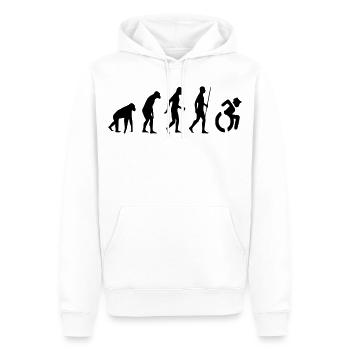 Evolution Rollstuhl. Die Rollstuhl-Evolution * - Männer Premium Bio Hoodie - Weiß - Vorne - Nico (187cm)