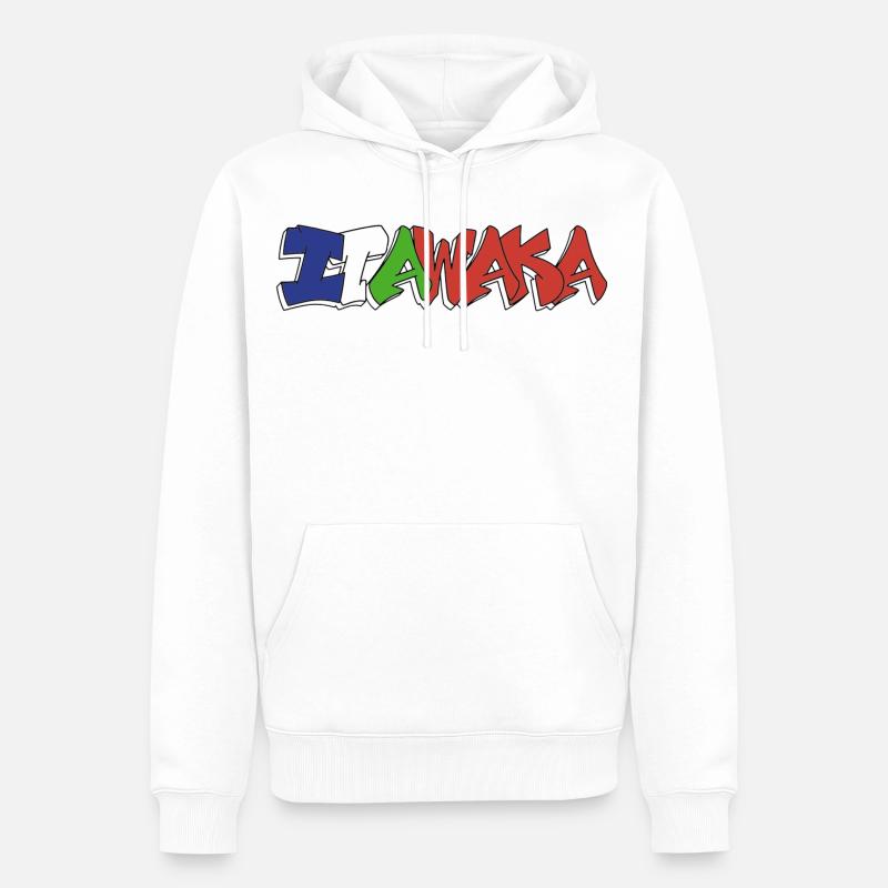 Itawaka - Moluque 4 couleurs - Sweat à capuche Premium bio Homme - blanc