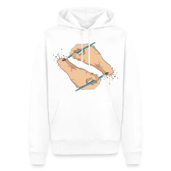 Mains et pinceaux - Sweat à capuche Premium bio Homme - blanc - Devant - Nico (187cm)