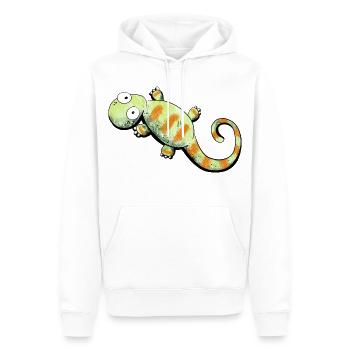 Joyeux Gecko I Lézard - Sweat à capuche Premium bio Homme - blanc - Devant - Nico (187cm)
