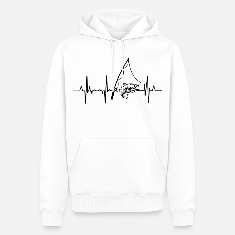 Ligne de cœur de pêche - Sweat à capuche Premium bio Homme - blanc
