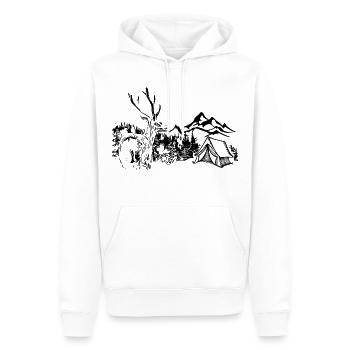 Cerfs, Montagnes, Nature, Camping - Sweat à capuche Premium bio Homme - blanc - Devant - Nico (187cm)