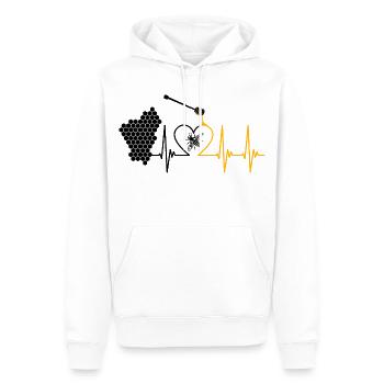 Abeille, miel, légumineuses, abeille, apiculteur, nid d’abeille - Sweat à capuche Premium bio Homme - blanc - Devant - Nico (187cm)