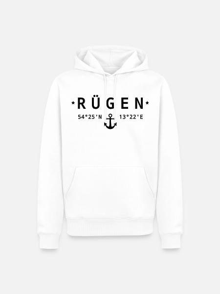 Rügen Koordinaten - Männer Premium Bio Hoodie - Weiß