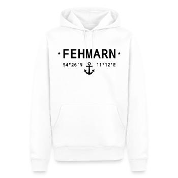 Fehmarn Koordinaten - Männer Premium Bio Hoodie - Weiß - Vorne - Nico (187cm)