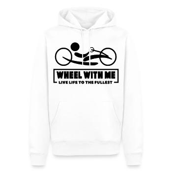 Roule avec moi avec mon handbike en fauteuil roulant * - Sweat à capuche Premium bio Homme - blanc - Devant - Nico (187cm)