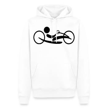 Vélo à main Lie. Vélo couché pour les personnes en fauteuil roulant # - Sweat à capuche Premium bio Homme - blanc - Devant - Nico (187cm)
