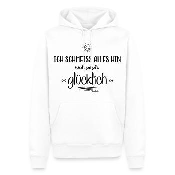Glücklich - Männer Premium Bio Hoodie - Weiß - Vorne - Nico (187cm)