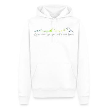 never go, never know - Men’s Premium Organic Hoodie - white - Front - Nico (187cm)