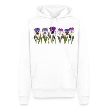 Rangée de fleurs de pensée en violet - Sweat à capuche Premium bio Homme - blanc - Devant - Nico (187cm)