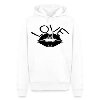 Love – Minimal Lips Kiss Statement Design - Männer Premium Bio Hoodie - Weiß - Vorne - Nico (187cm)