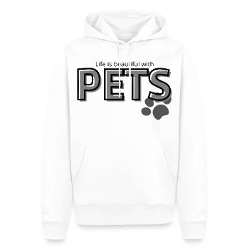 Animaux de compagnie: vivre est beau avec les animaux de compagnie - Sweat à capuche Premium bio Homme - blanc - Devant - Nico (187cm)