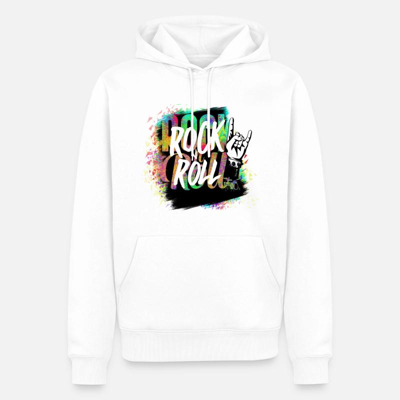 Rock n Roll Farbexplosion - Männer Premium Bio Hoodie - Weiß