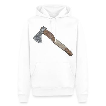 Handmade Fenrir Axt - Männer Premium Bio Hoodie - Weiß - Vorne - Nico (187cm)
