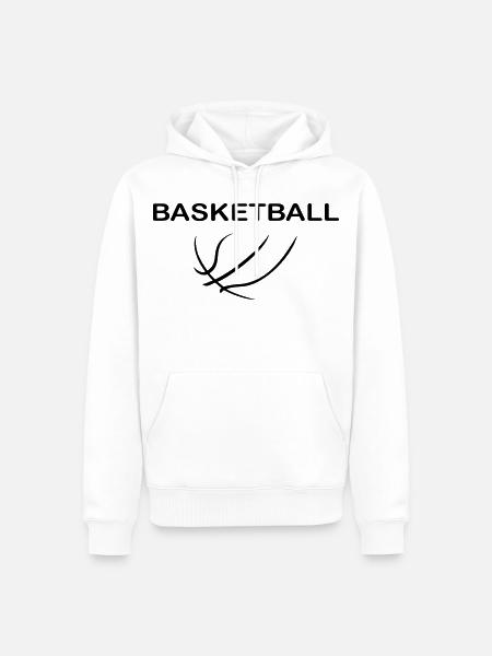 Basket-ball - Sweat à capuche Premium bio Homme - blanc