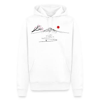 Japan, Fujijama, mountain, volcano, cherry blossom hiking - Men’s Premium Organic Hoodie - white - Front - Nico (187cm)