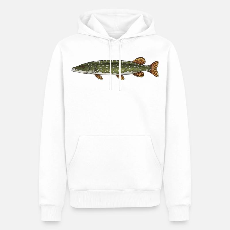 Conception de la pêche aux poissons prédateurs brochets - Sweat à capuche Premium bio Homme - blanc