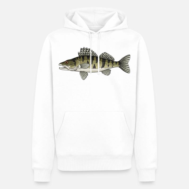 Conception de poissons prédateurs à zanders pour pêcheurs - Sweat à capuche Premium bio Homme - blanc